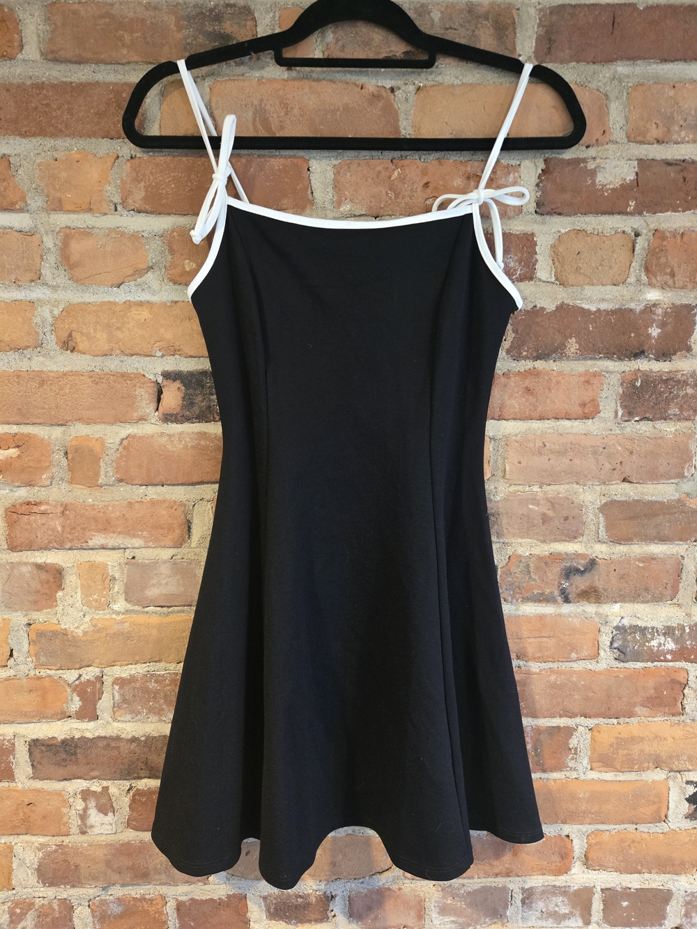 Lulu's Black Mini Dress with White Tie Straps